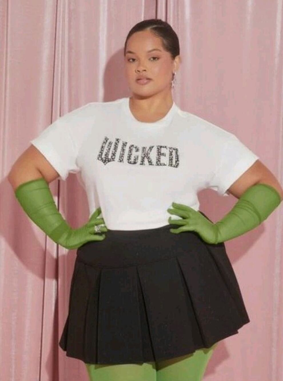 NWT Forever 21 Wicked Tee Shirt sz 4X White Rhinestone Graphic Halloween Costume